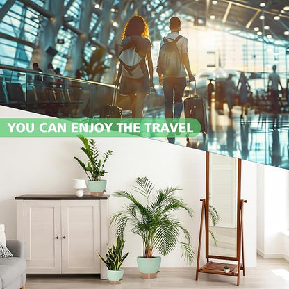 Self Watering Planter Set with Visual Water Level, 6Pack Small Plastic Pot with Drainage Holes and Reservoir Saucers, Modern 8+7+6.5+6+5.5+5 Inch Bottom Watering Flower Pots for Indoor Plant - Green