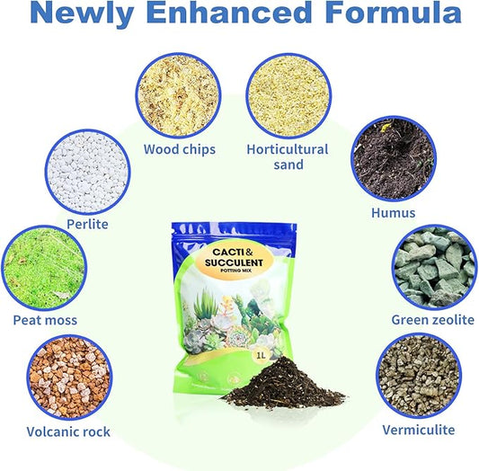 Succulent and Cactus Soil Potting Mix 1qt-Premium Breathable & Fast Draining for Healthy Plants