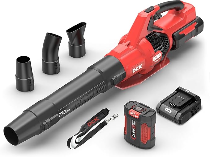 58V Cordless Leaf Blower, Power Variable-Speed, Brushless, 770 CFM, Electric Leaf Blower with 4Ah Battery and 5A Charger for Lawn Care, Yard, Outside(KDLB58211BDM)