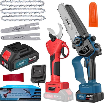 6" Electric Power Chainsaw, Electric Pruner for 1.2 inch Tree Trimming, 6 inch Battery Saw with 20V 4.0Ah Battery, Garden Power Tools for Tree Branches,Courtyard, Household