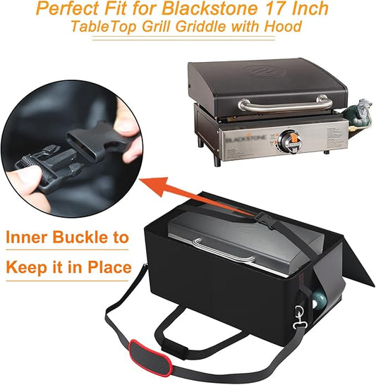 17 Inch Griddle Carry Bag Fits for Blackstone 1814 17 inch Tabletop Griddle with Hood Lid,Exclusively Fits for Blackstone Tabletop Griddle 17 inch with hood Carry Bag,600D Polyester Heavy Duty