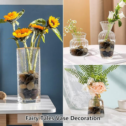 Black Pebbles for Indoor Plants, Natural Polished River Rocks, Small Decorative Stones for Planters Vase Fish Tank Aquariums Landscaping Garden, 5lbs