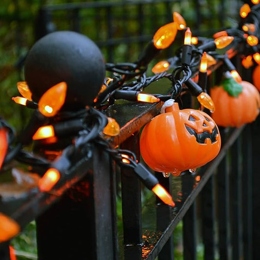 LJLNION 3 Pack Halloween Lights Outdoor, Each 33ft 150 Count Black Wire Incandescent Fairy Mini Lights, 120V UL Certified Clear Light String, Connectable for Patio Tree Party Home Decor, Orange