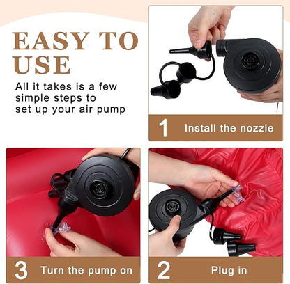 Realspring 9 Pcs Bean Bag Chairs for Adults Inflatable Chairs with Electric Air Pump,Blow up Couch Folding Portable Inflatable Couch Lazy Sofa for Reading Living Room Camping (Red)