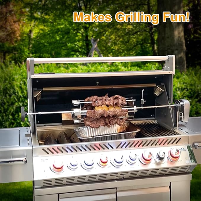 LS'BABQ Rotisserie Kabob Rods-BBQ Accessories for Napoleon Grill,Universal Rotisserie Shish-Kebab Skewer Set Fit Most Spit rods of Grills Rotisserie,Stainless Steel