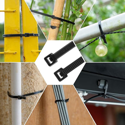 18 Inch Anti Withdrawal Zip Ties 100 LBS Tensile Strength Heavy Duty Cable Wire Ties With Self-Locking Adjustable More Durable Nylon Tie Wraps for Indoor Outdoor（100 Pack）