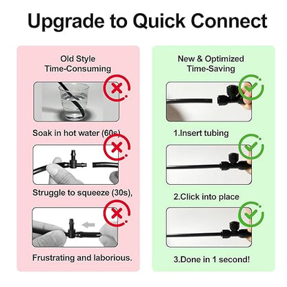 40 Pack 1/4 Inch Drip Tubing Irrigation Fittings Kit Set for 1/4" Drip Line with Push-to-Fit Connectors Includes 10 Tee 10 Coupling 10 Elbow 10 End Cap