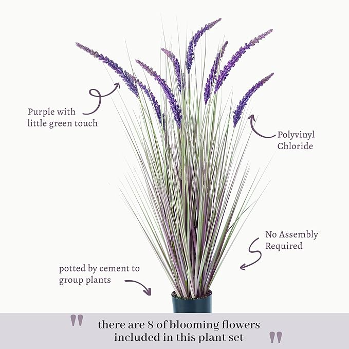 KOL 4ft Artificial Veronica Spiked Speedwell Grass, 47in Faux Veronica Spicata Plant, Tall Horsetail Reed Grass, UV-Resistant Fake Grasses for Indoor/Outdoor Décor, Home Office Wedding Centerpiece