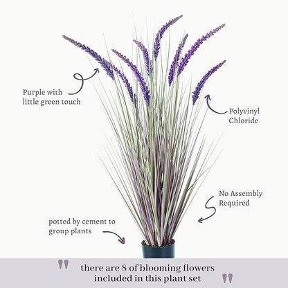 KOL 4ft Artificial Veronica Spiked Speedwell Grass, 47in Faux Veronica Spicata Plant, Tall Horsetail Reed Grass, UV-Resistant Fake Grasses for Indoor/Outdoor Décor, Home Office Wedding Centerpiece