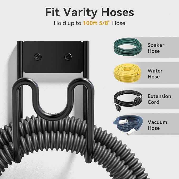 niffgaff Garden Hose Holder Wall Mount - Water Hose Hanger Heavy Duty Hose Rack for Extension Cords Vacuum Hose (2 Pack)