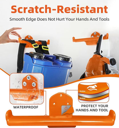 Backpack Leaf Blower Hanger with Tube Hook, 1 Pack Backpack Sprayer Wall Mount, Heary Duty Chainsaw Wall Mount Stand Accessories Garage Organization Storage