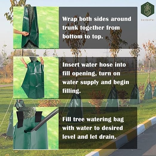 Gardenpal 3 Pack Tree Watering Bag, 20 Gallon Slow Release Watering Bag for Trees,Tree Watering Bags-Drip Irrigation Bag for Newly Planted or Established Trees