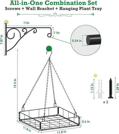 NADAMOO Hanging Planter for Indoor Plants - Wall Mount Bracket with Large Basket, Outdoor Metal Plant Hanger Holder for Window Balcony & Patio Decor