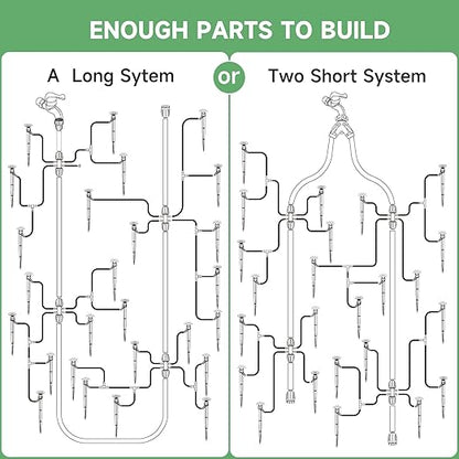240FT Drip Irrigation System Kit, Automatic Garden Watering System for Plant, Greenhouse, Yard, Lawn, with 1/2 inch 1/4 inch Irrigation Tubing Hose and Accessories