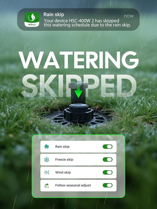 Smart Sprinklers Controller 2.4GHz WiFi, Irrigation Controller Easy Use App Enabled, 4 Zone + 16 Plans, Save Water Auto Skip Rain, Freeze & Wind, 10 Minutes Install (Deep Grey)