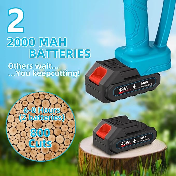 2-IN-1 Brushless Pole Pruning Shear, 2 * 2000mAh Battery, 15ft Reach 1.2" Cutting Diameter, Battery Powered Cordless Electric Pruning Shears, Pole Pruner for Garden Tree Trimming Branch Cutting