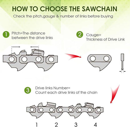 Thten 8 inch Pruning Saw Chain Compatible with Kobalt 24V KPSC 124-03,KPSC 124-03,KPS 1024A-03, KPS 1024B-03 models 1774922 or 1930592 Pole Saw 3/8" Low Profile,0.043" Gauge,33 Drive Links 5 Pack