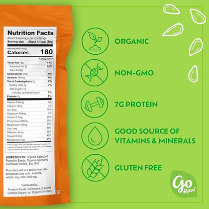 Go Raw Organic Sprouted Pumpkin & Sunflower Seeds, 10 oz, Sea Salted, Keto, Kosher, Superfood