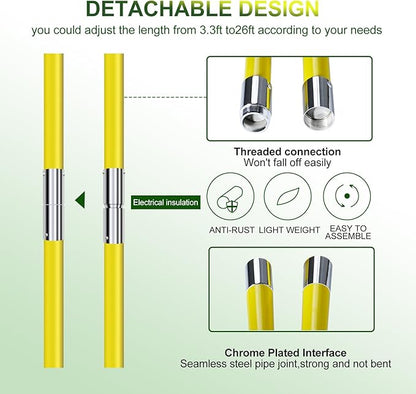 Manual Pole Saw,6.5-20 ft Extendable Pole with Double Lock Design to Reach up 26 ft for High Branches Trimming,SK5 Sharp Three-Sided Sharpened Edges Blade for Pruning Wild Palm Shrub and Tree