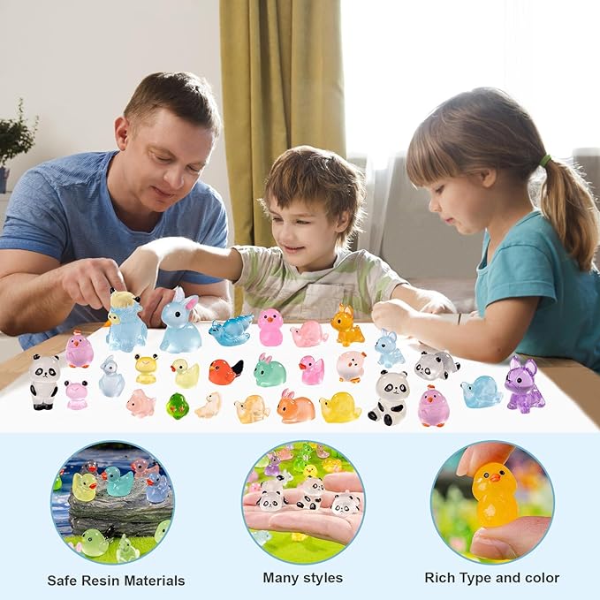 110 Pack Mini Animals Tiny Animal Figurines Bulk for Miniature Glow in Night Dollhouse Decor Accessories Garden Aquarium Potted Ornament Party DIY Charms Office Classroom Activity to Hide