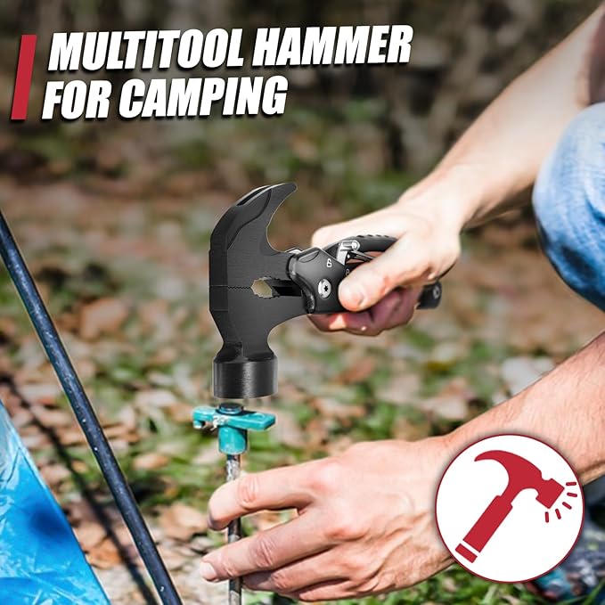 12 in 1 Multitool Hammer, Gifts for Dad, Christmas Stocking Stuffers for Men Adults, Camping Accessories Survival Gear, Cool Gadgets Gifts for Men, Husband, Boyfriends, Birthday Gifts for Him