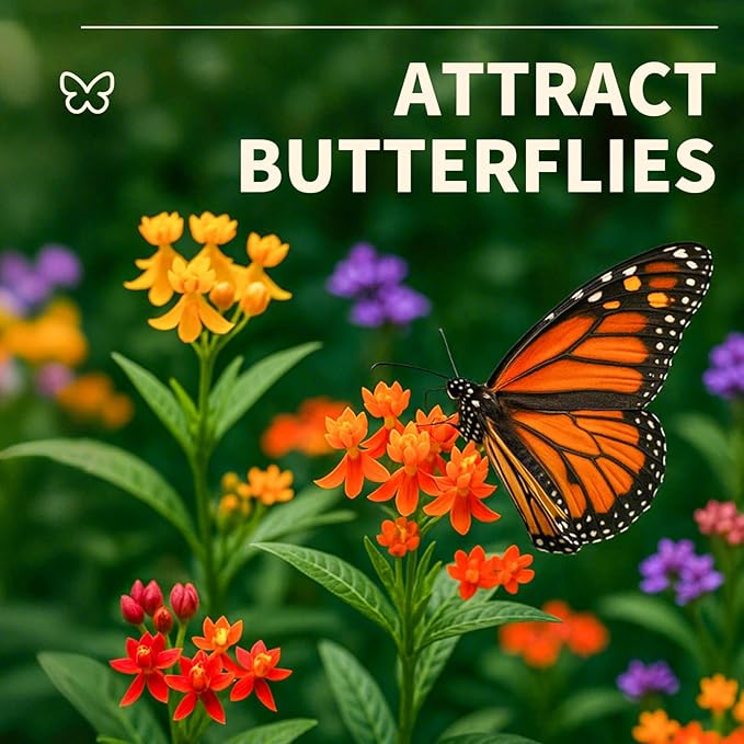 Mix Milkweed Seeds for Monarch Butterflies - 6 Individual Varieties Perennial Wildflower (120 Seeds per Pack) Colorful Pollinator Garden, Easy to Grow for Backyard & More (Mix Milkweed Seeds)