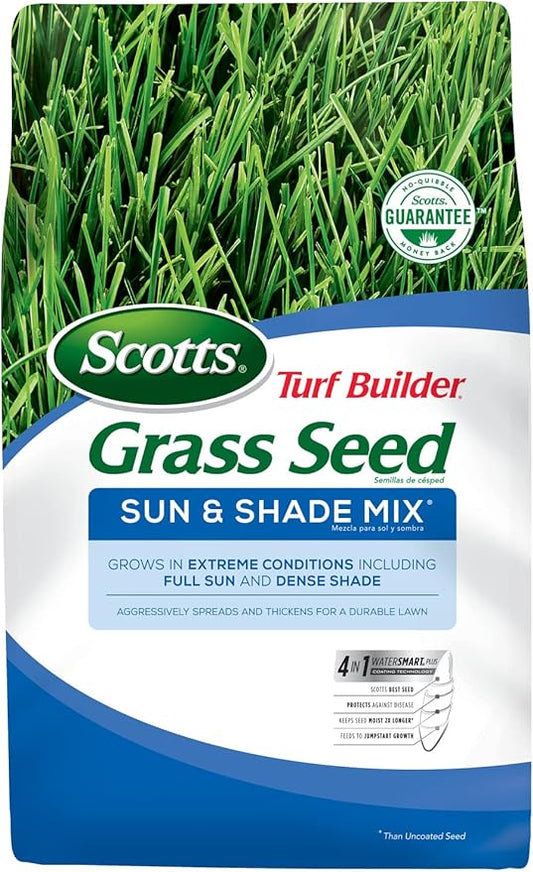 Scotts Turf Builder Grass Seed Sun & Shade Mix, Grows in Extreme Conditions & Spreads for a Durable Lawn, 15 lbs.