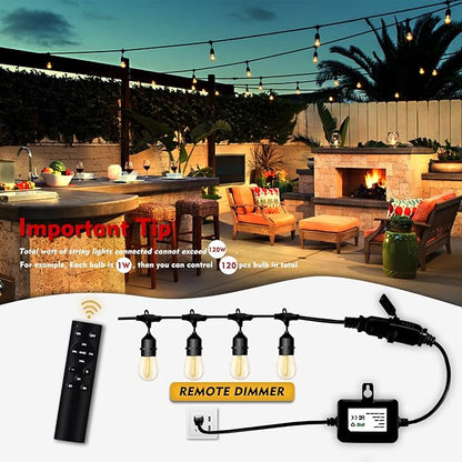 120W(Max) Remote Dimmer Timer Function Plug in for All Outdoor String Lights, Patio Lights, Led Lamp, Lamp in 100FT Remote Control Distance