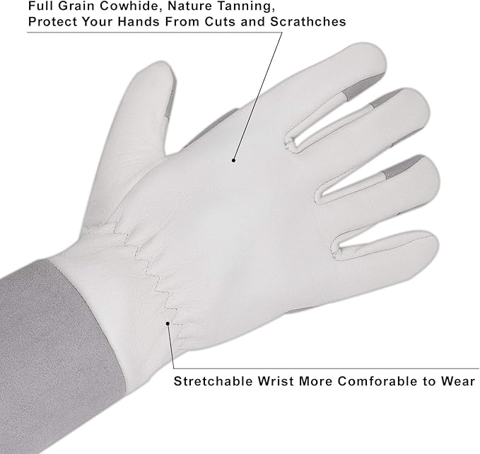 HLDD HANDLANDY Long Gardening Gloves, Leather Thorn Proof Rose Pruning Glove for Men & Women, Great Gift for Gardener