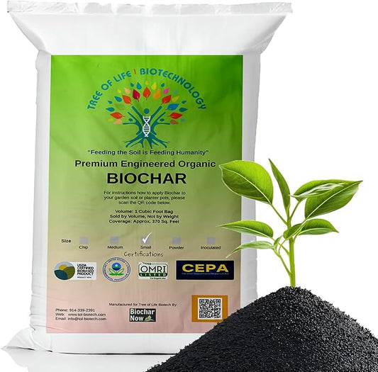 Premium Engineered Biochar Soil Amendment (Small 30 Qts) – 100% Natural Active Carbon Award-Winning Biochar for Gardens | Organic Soil Amendment for Plants, Boosts Nutrients & Reduces Fertilizer Use