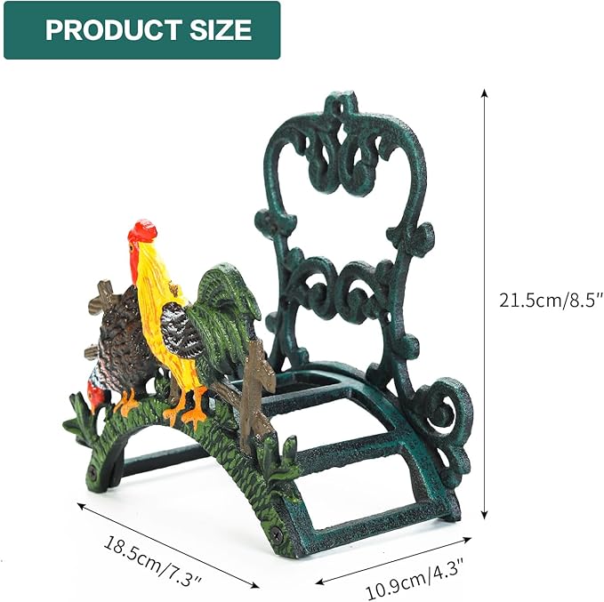 Sungmor Heavy Duty Cast Iron Hose Holder, Garden & Yard Decorative Cocks Wall Mounted Hose Butler, Water Pipe Holds, Rack, Hanger, Antique Wall Decorations