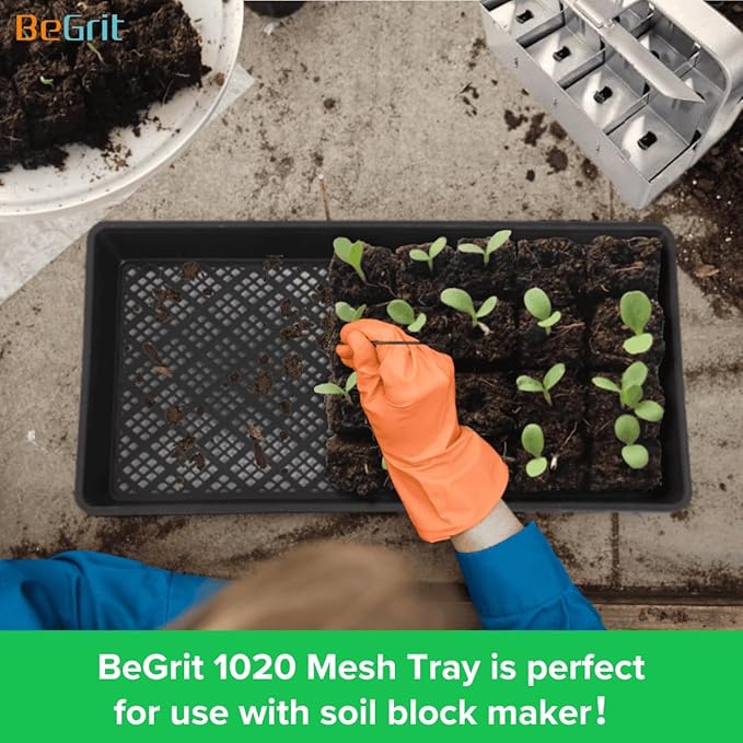 BeGrit 1020 Mesh Bottom Trays Soil Blocking Trays Seedling Starter 1020 Mesh Trays for Microgreen Plant Seed Tray 10'' x 20'' 12-Pack
