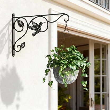 2 Packs Plant Hooks for Hanging, 12 Inch Indoor/Outdoor Metal Wall Black Hangers, Sturdy Plant Bracket for Planters, Wind Chimes, Lanterns, Bird Feeders, Garden, Home, Patio Decor