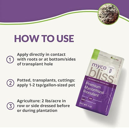 Myco Bliss Powder (20lbs) - Mycorrhizal Fungi for Soil - 5 Strain Mycorrhizal Inoculant with 1000 Propagules Per Gram - Highly Concentrated Mycorrhizae for Plants, Potting Soil, & Garden Soil