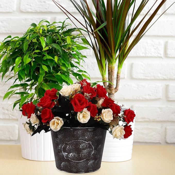 Rustic Iron Wall Planter 4.5 Inch Galvanized Hanging Flower Pot for Indoor Outdoor Garden Balcony Decor with Rope DIY