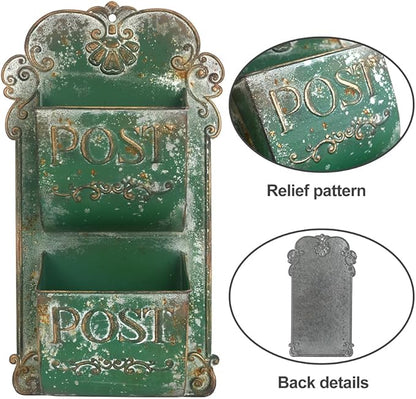 All Chic Wall Hanging Planter Outdoor Wall Planters Metal Wall Planter Flower Pot Double Layer Wall Planters for Indoor Ourtdoor Plants Porch Decor (Green)