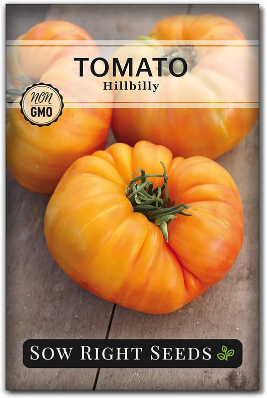 Sow Right Seeds - Hillbilly Tomato Seeds for Planting - Yellow Orange Red Marbled Beefsteak Variety - Non-GMO Heirloom - Instructions to Plant a Home Vegetable Garden - Wonderful Gardening Gift (1)