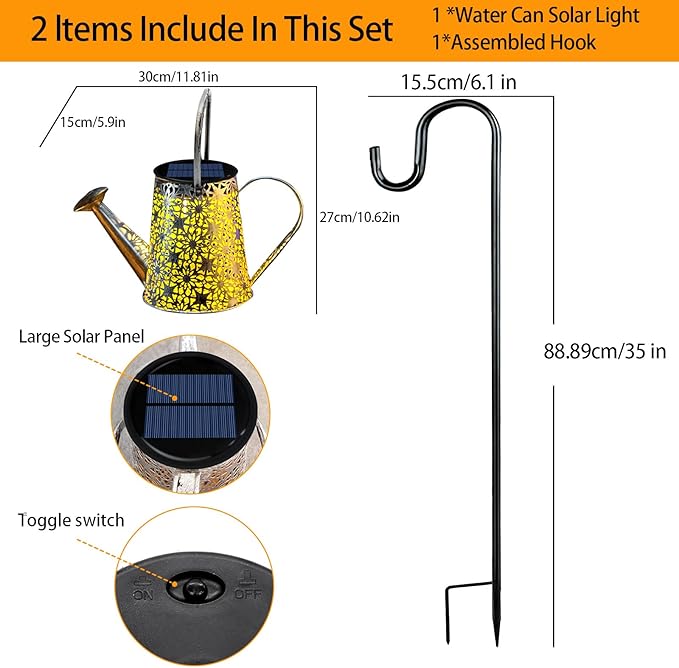 VOOKRY Solar Watering Can Lights, Large Hanging Solar Lights Outdoor Waterproof Garden Decor for Yard Porch Lawn Patio Outside Gardening Gifts for Mom Grandma Women Birthday(Purple)