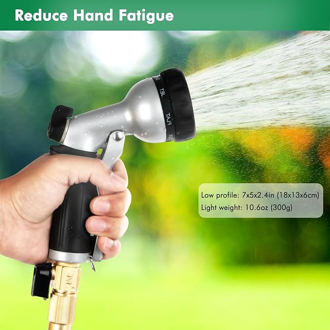 RESTMO Garden Hose Nozzle, Heavy Duty Metal Water Nozzle with 7 Adjustable Spray Patterns, High Pressure Hand Sprayer with Flow Control, for Watering Plants & Lawns, Washing Cars & Pets, Black