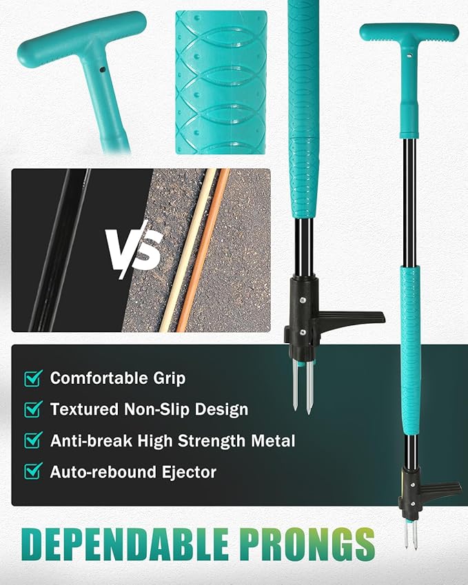 Breeze Touch 39" Weed Pulling Tool, 3-Claw Detachable Weed Puller Tool with Long Handle, Heavy Duty Stand Up Weeder Weeding Tool for Lawn, Yard, Garden, Crabgrass, Dandelion Picker, Weed Remover