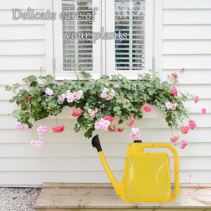 Watering Can 1.6Gal Transparent Plastic with Comfort Grip Handle for Indoor & Outdoor Plants (Yellow)