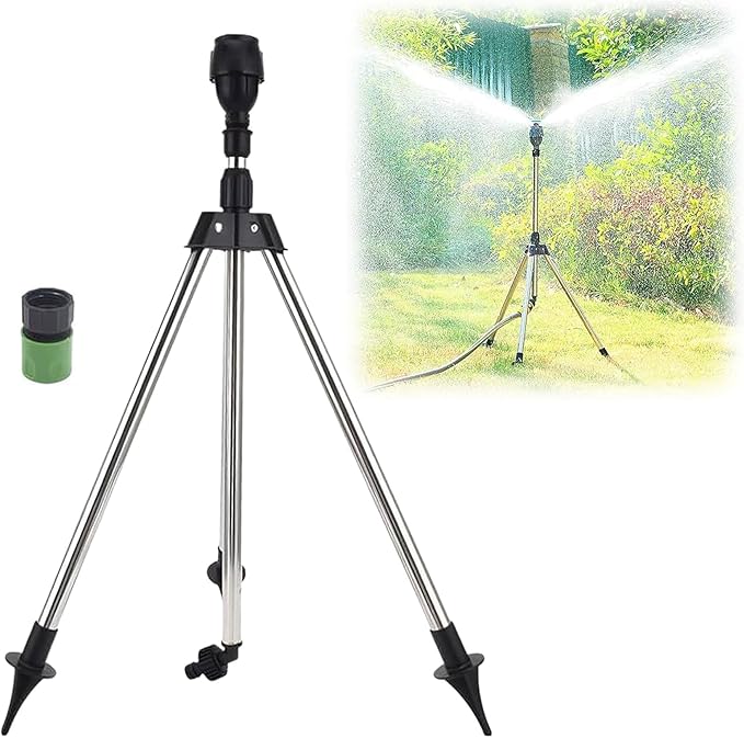 Rotating Tripod Sprinkler, 360 Degree Automatic Rotating Tripod Sprinkler, Automatic Rotating Yard Sprinklers, Rotatings Tripods Sprinklers for Large Area Yard Garden Lawn (C)
