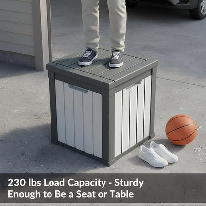 50 Gallon Lockable Deck Box, Waterproof Storage for Toys, Holiday Decor, Patio Cushions & More, All-Weather Heavy-Duty Organization Chest End Clutter