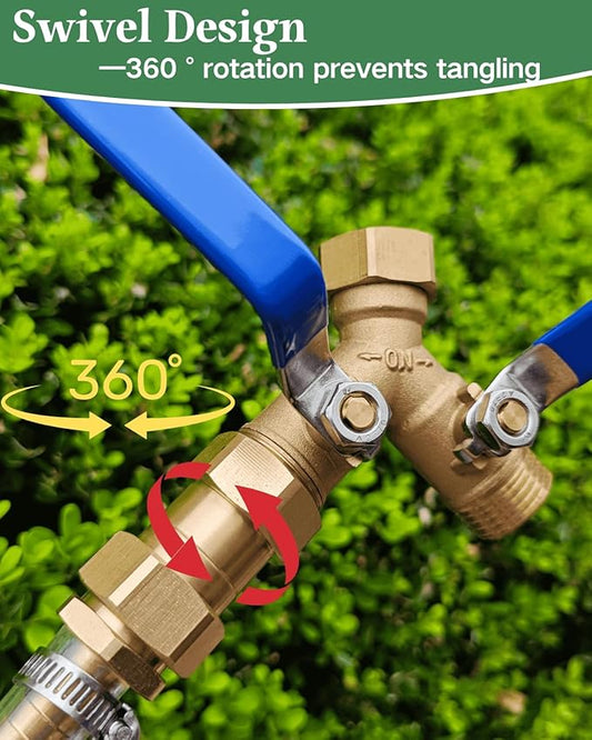 3/4 GHT Garden Hose Nozzle Swivel Connector,Female to Female Adapter Fitting Anti Twisting for Splitter,Sprinklers,Pet Washers,Water Barrels,RV,Hose Reel (Brass)