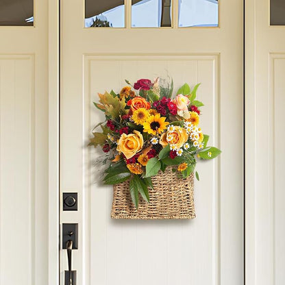 Woven Hanging Seagrass Baskets, Hanging Wall Wicker Basket, Handmade Organizer Baskets, Hanging Flower Basket for Shelves, Walls, Doors, Balconies, Front of House, Garden,...(Seagrass)