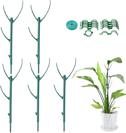 Adjustable Plant Support Stakes,Stackable Plant Support Pole with Garden Ties and Clips, Suitable for Monstera,Climbing Plants and Indoor Outdoor Plants (5 Pack)