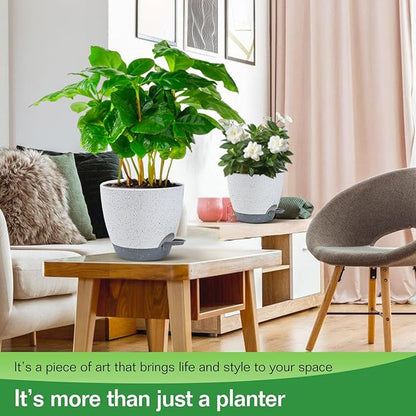 2 Pack Self Watering Hanging Planters Indoor Flower Pots, 6.5 Inch Hanging Pot Macrame Hanging Plant Holders with 2 Hooks Drainage Holes for Garden Home