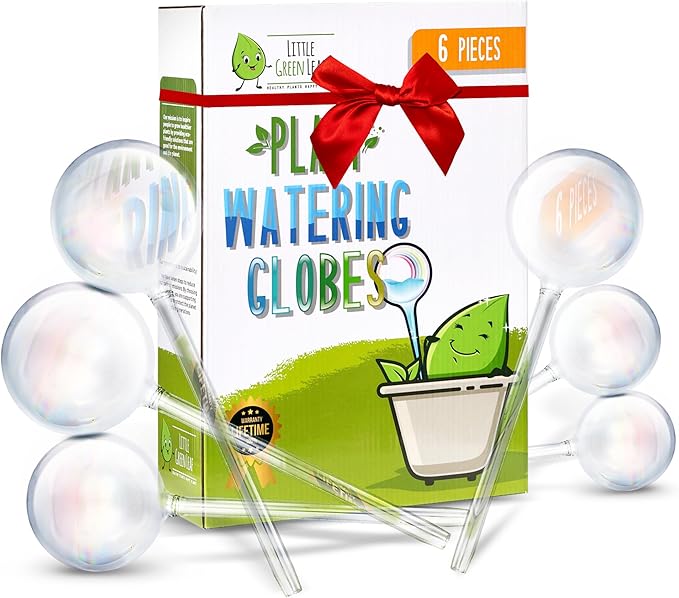 LGL Plant Watering Globes - Automatic Self Watering Globes. Decorative Self Watering Planter Inserts. Self Watering Spikes to Support Plant Health. 6 Pack x 200ml