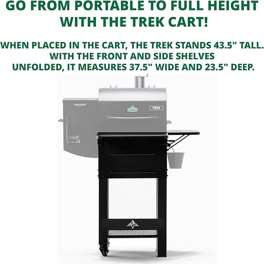 Authentic Green Mountain Grills GMG Rolling Cart for Trek & 2.0 Portable Pellet Grill - Easy Mobility & Storage Solution - Powdercoated Black