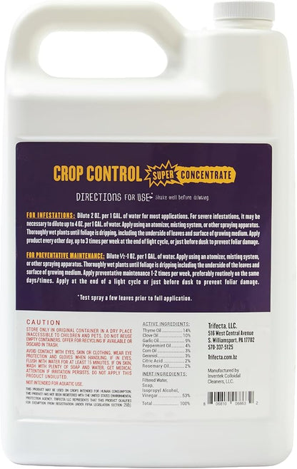 Trifecta Crop Control Super Concentrate All-in-One Natural Pesticide, Fungicide, Miticide, Insecticide, Help Defeat Spider Mites, Powdery Mildew, Botrytis, Mold, and More on Plants - Gallon